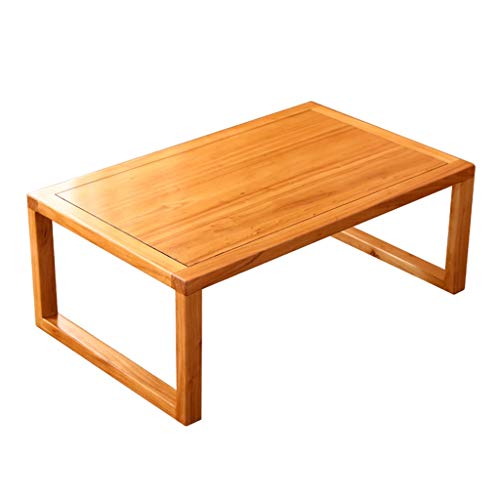 Erker Couchtisch Reines Altes Ulmenholz Material Massivholz Kang Tisch Japanischer Zen Teetisch Tatami Couchtisch Balkon Niedriger Tisch (Color : Wood Color, S : 80 * 50 * 30cm)