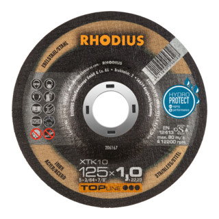 RHODIUS TOPline XTK10 Extradünne Trennscheibe 125 x 1,0 x 22,23 mm