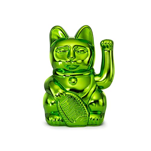 DONKEY Lucky Cat Xmas Special Edition | Shiny Green - Grün glänzende Winkekatze mit der Bedeutung Contemplation/Besinnlichkeit, 15 cm groß, in hochwertiger Geschenkverpackung