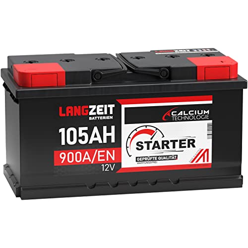 LANGZEIT Autobatterie 12V 105AH ersetzt 88Ah 90Ah 92Ah 95Ah 100Ah Starter Batterie