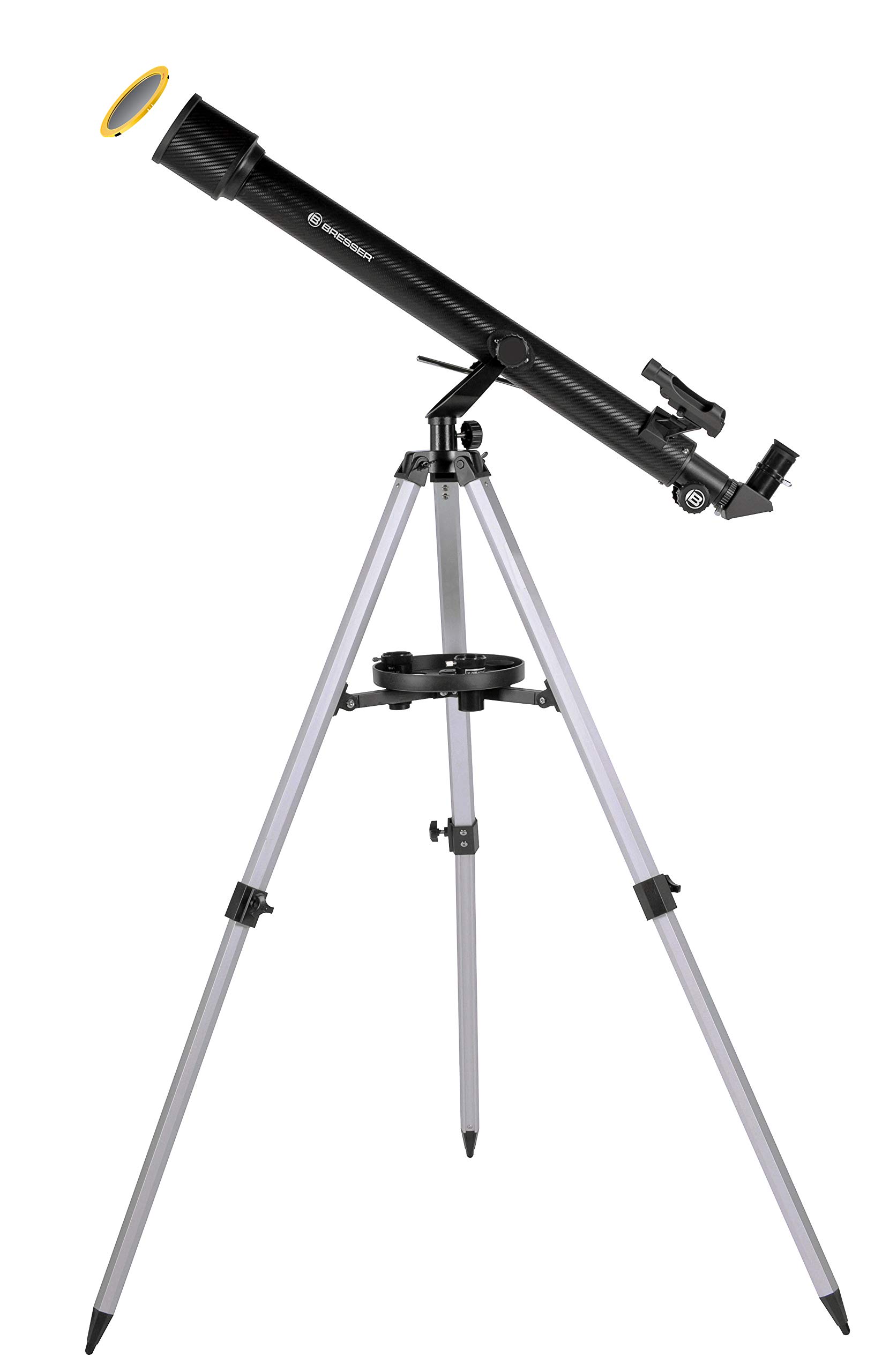 Bresser Refraktor Einsteiger Teleskop Stellar 60/800 mit Smartphone Kamera Adapter und hochwertigem Objektiv-Sonnenfilter, inklusive Stativ und umfangreichem Zubehör