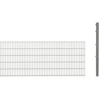 hadra Doppelstabmattenzaun, silbergrau, 6/5/6 mm, Erweiterungs-Set à 2,5 m, inkl. Eckpfosten, Klemmhalter - silberfarben | grau