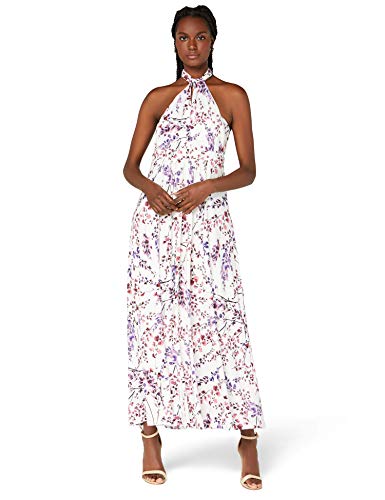 Amazon-Marke: TRUTH & FABLE Damen Maxi A-Linien-Kleid, Weiß, 38 (Herstellergröße: M)