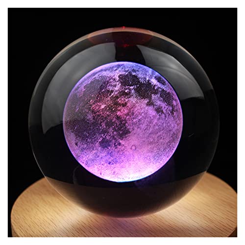 Raumdekoration 50 mm 3D-Kristall-Mondkugel, Glaskugel, Schneekugel, graviertes Sonnensystem, Heimdekoration for Astronomie-Geschenk