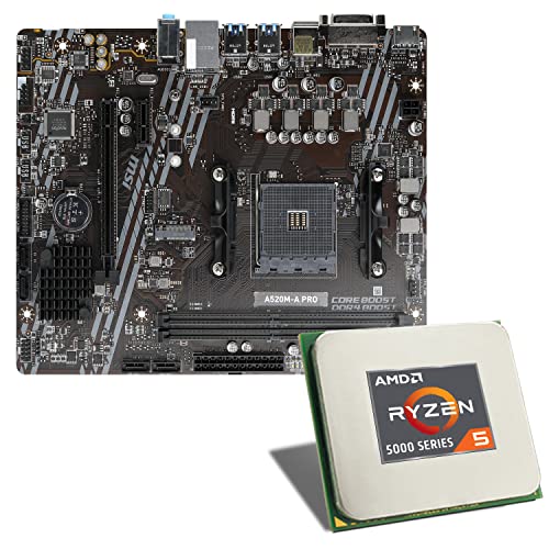 Mainboard Bundle | AMD Ryzen 5 5500 6x3600 MHz, MSI A520M-A PRO, 1x M.2 Port, 4X SATA 6Gb/s, USB 3.1 Gen1 | Tuning Kit | CSL PC Aufrüstkit