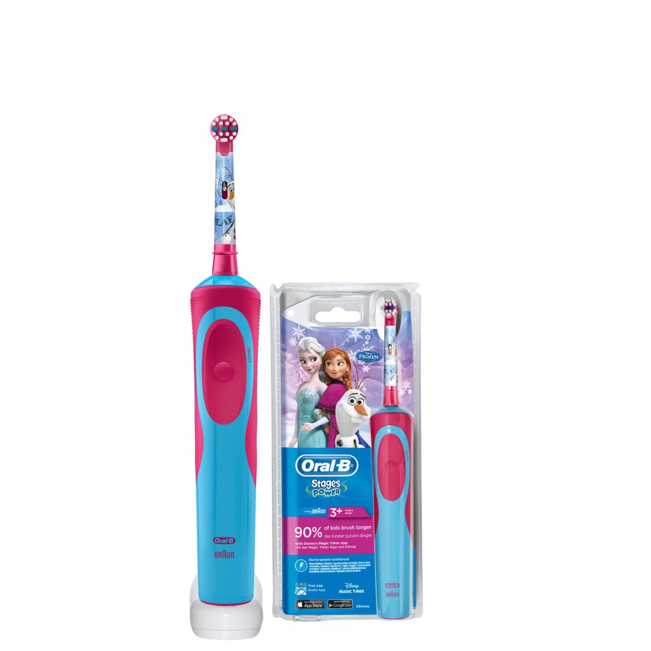 Oral-B Stages Power Kids Elektrische Zahnbürste, mit Figuren aus Die Eiskönigin – Völlig unverfroren