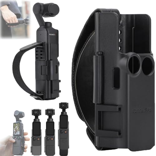 Fenmaru Osmo Pocket 3 Kamera-Schutzrahmen Cold Shoe Adapter Halterung Erweiterungsgriff-Adapter mit tragbarer Handschlaufe Zubehör kompatibel mit DJI Osmo Pocket 3
