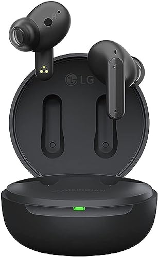 LG Tone FP5 True Wireless Bluetooth 5.2 Kopfhörer mit aktiver Geräuschunterdrückung, Meridian-Sound, Dual-Mikrofon, Schnellladung, Autonomie bis zu 22 Stunden, IPX4-Schutz, Schwarz