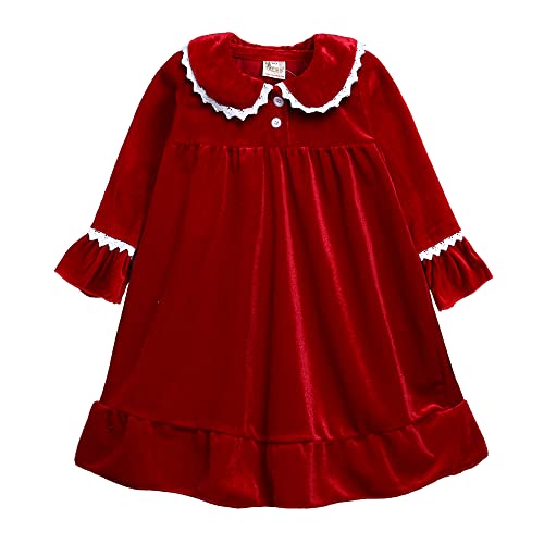 Mädchen Winter Kleid für Kleinkind Baby Rock Langarm Outfits Weihnachten Homewear (C,7-8T)