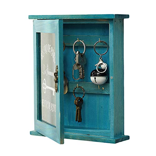 Yeglg Schlüsselboxen Wandmontage, Holz Schlüsselhalter, Schlüsselaufbewahrung Schrank mit sechs Haken Retro Schlüsselschrank Home Dekoration Zubehör