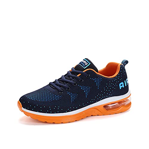 smarten Sportschuhe,Herren Damen Laufschuhe mit Luftpolster Turnschuhe Profilsohle Sneakers Air Leichte Schuhe Blue Orange 40