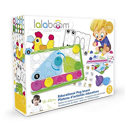 Lalaboom 86150 Lernspielzeug für Kinder, Multi-Lern-& Entdeckerspiel, Steckspiel, 21-teilig, Mehrfarbig
