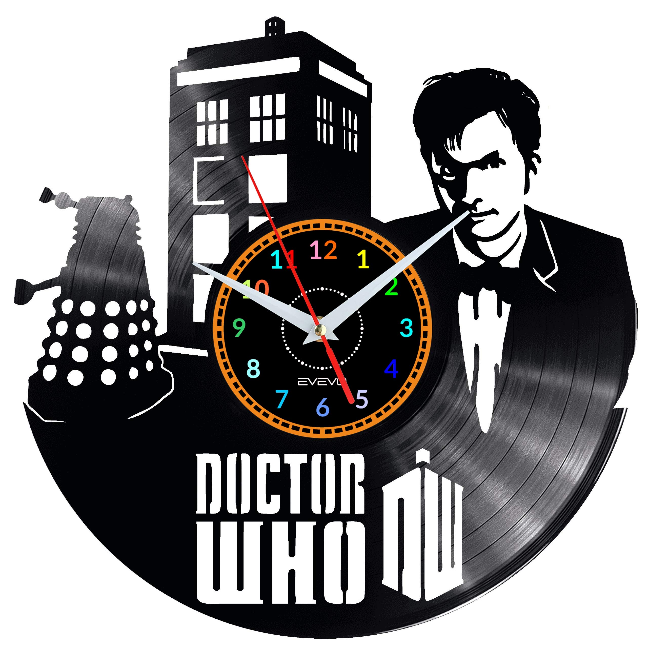 EVEVO Doctor Who Wanduhr Vinyl Schallplatte Retro-Uhr Handgefertigt Vintage-Geschenk Style Raum Home Dekorationen Tolles Geschenk Uhr Doctor Who