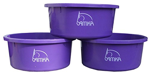AMKA Futterschale Müslischale Leckschüssel 3er Set 2 Liter ohne Deckel Futterschüssel Wasserschüssel für Pferde, Hunde Tiere, Farbe: lila
