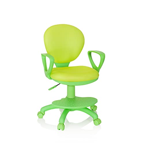hjh OFFICE 670979 Kinderdrehstuhl Kid Colour Stoff Grün Schreibtischstuhl Kinder, Fußablage & Sitzfläche höhenverstellbar