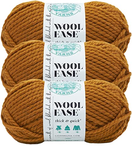 Lion Brand Yarn 640-189A Garn, 80% Acryl, 20% Wolle, Butterscotch, 3 Pack, 539 Meter