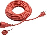 Meister Schutzkontakt-Verlängerung - 25 m Kabel - rot - Gummischlauchleitung - IP44 Außenbereich / Kupplung mit Berührungsschutz / Schuko-Verlängerung / 7435770