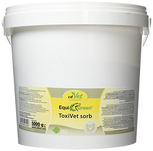 cdVet Naturprodukte EquiGreen ToxiVet sorb 5 kg - Pferde - Unterstützt die Darmgesundheit - bindet Toxine in Darm - B-Vitamine + Spurenelemente + essentiellen Aminosäuren - Schutzbarriere -