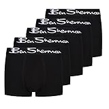 Ben Sherman Herren U5_1399_BS_S Podrick Schwarze Boxershorts, weiche Baumwolle mit kontrastierendem weißen elastischen Bund | Bequeme und atmungsaktive Unterwäsche – 5er-Pack, Black, S