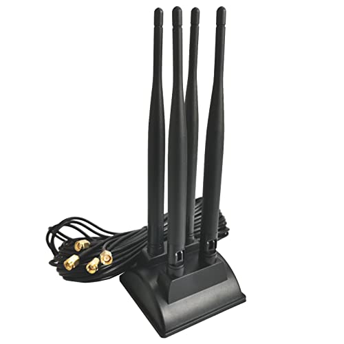 B16DS 3m 2.4G / 5.8G Doppelfrequenz WiFi Antenne 4X 6dBi MIMO Omnidirektionaler Signalverstärker SMA Adapter Kabel mit Magnet Standfuss PCIE Netzwerk WLAN Kartenrouter Externe Antenne Drahtloses WLAN