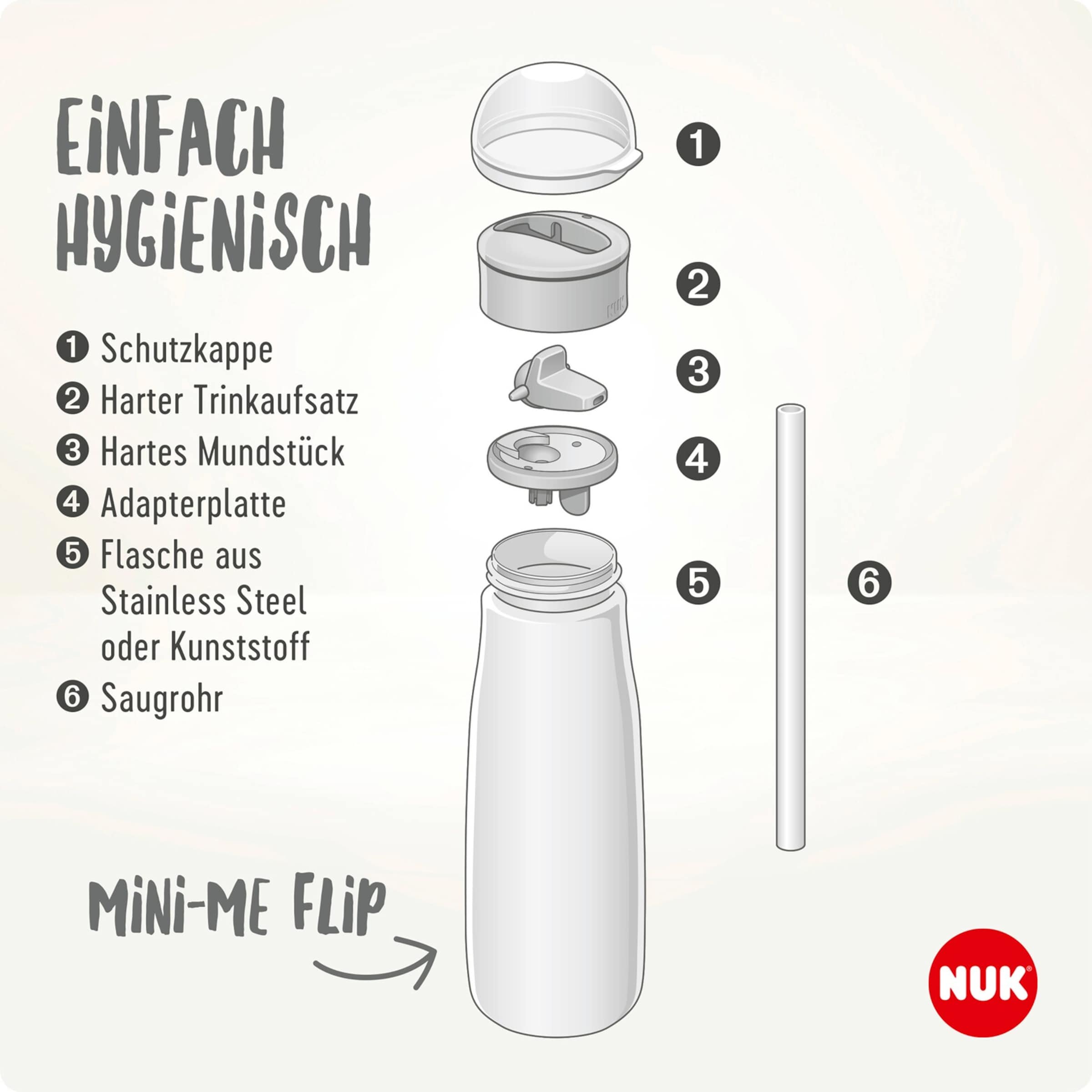 Nuk Trinkflasche Mini-Me Flip Edelstahl, 500ml 3