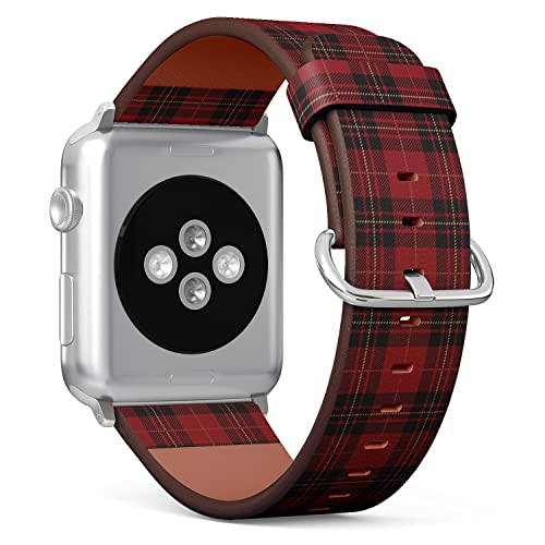 IKIKI-TECH Kompatibel mit Apple Watch-Armband, 38 mm, 40 mm, 41 mm (rotes Tartan-Karomuster), veganes Ersatzarmband für iWatch Serie 8, 7, 6, 5, 4, 3, 2, 1 Ultra SE