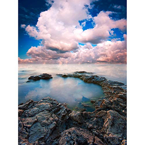 Wee Blue Coo Foto-Kunstdruck auf Leinwand, Sonnenuntergang Wolken, Meereslandschaft, Felsen