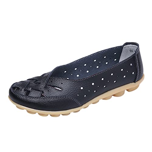Sport Schuhe Für Damen Slip On Women Comfort Walking Flat Loafers Freizeitschuhe Driving Loafers Wanderschuhe für Frauen Waldläufer Schuhe Damen Weite H 41 (Black, 39)