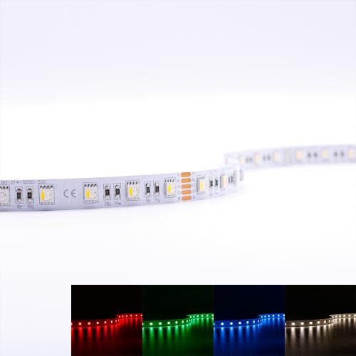 LED RGBW Strip SMD5050 4000K DC 24V 15W IP20 60 LED/m 5m LED-Streifen mit Farbwechsel geeignet für Innenräume oder als Hintergrundbeleuchtung LED-Band Lichtleiste Lichterkette dimmbar