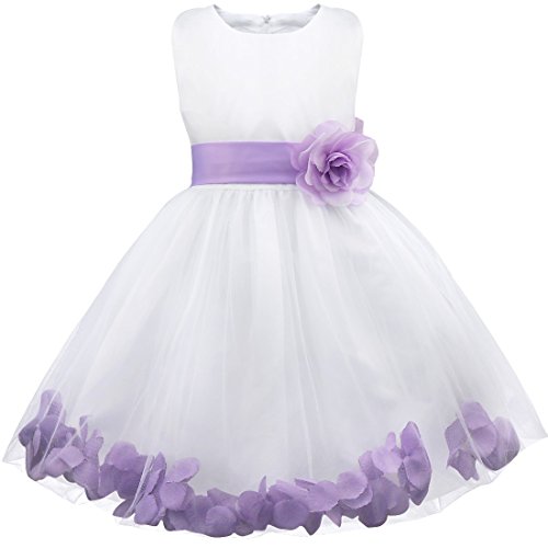 YiZYiF Kinder Mädchen Pinzessin Kleid Blumen Party Sommer Kleid 92 98 104 110 116 128 140 152 164 (92, Lavendel)