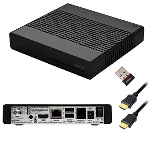 Vu+ Zero Black Digital Sat TV Receiver 1x DVB-S2 Tuner SAT Linux FullHD HDMI 2X USB, 12V Externe Netzteil mit WLAN-Stick 150 Mbits