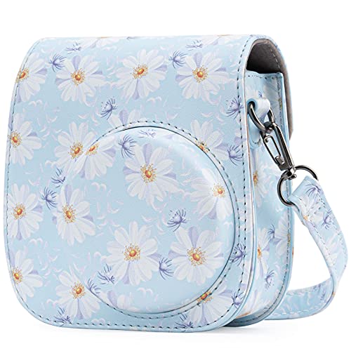 Sofortbildkamera-Schutzhülle, kompatibel mit Fujifilm Instax Mini 11/9/8/8+ Sofortbildkamera, weiche PU-Ledertasche mit Tasche und abnehmbarem Schultergurt, grau, Handgepäck