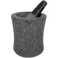 Mörser mit Stößel Granit Grau Poliert Naturstein Steinmörser 15cm