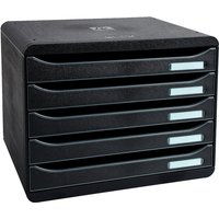 Exacompta 315714D Ablagebox Big-Box Maxi (mit 4 offenen Laden für A4+ quer Formate) 1 Stück, schwarz