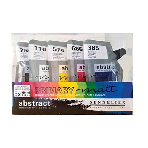 Sennelier Abstract Acrylic 60ml Pouches, Primary Matt Color Set of 5 (10-121850)