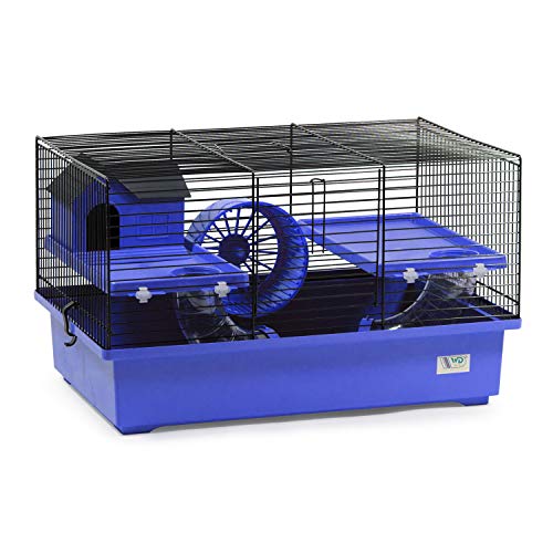 decorwelt Hamsterkäfige Blau Außenmaße 49x32,5x29 Nagerkäfig Hamster Plastik Kleintier Käfig mit Zubehör