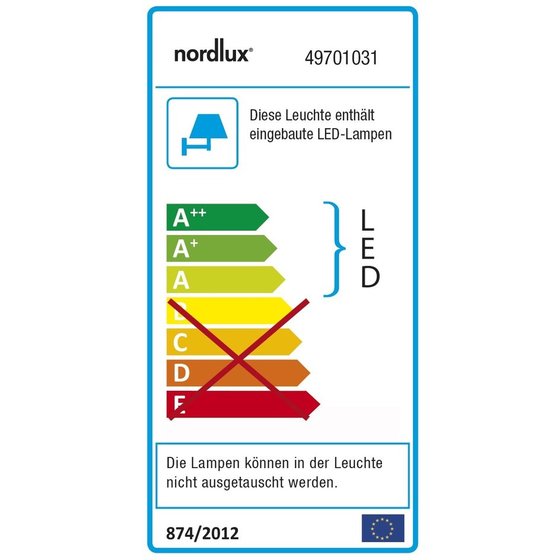 NORDLUX - LED-Wandanbauleuchte 10W Canto2 2700K A+ 500lm vz 2LEDs Konv Gl_klar IP44