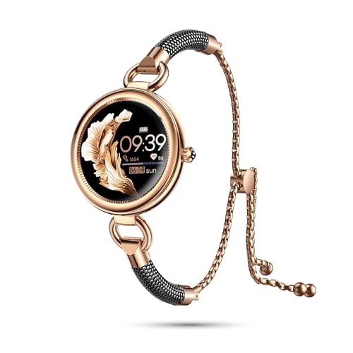 LUNIQUESHOP Smartwatch, Smartwatch für Damen, Herzfrequenz, Schlaf, Blutdruck, Smart-Armband, Android/iOS, gold