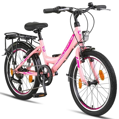 Licorne Bike Stella Premium City Bike 20 Zoll 6 Gang Fahrrad für Mädchen Herren und Damen 21 Gang Holland Citybike (Rosa 20 Zoll)…
