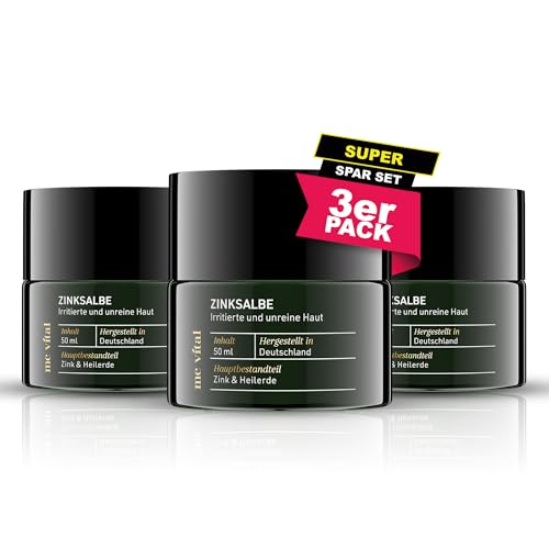 MCVital Zinksalbe mit Teebaumöl Salbe - 150 ml (3er Set) FÜR UNREINE HAUT Gesicht Zink Salbe - Heilerde Haut Hochdosiert Zink-Salbe reine Haut Gesicht