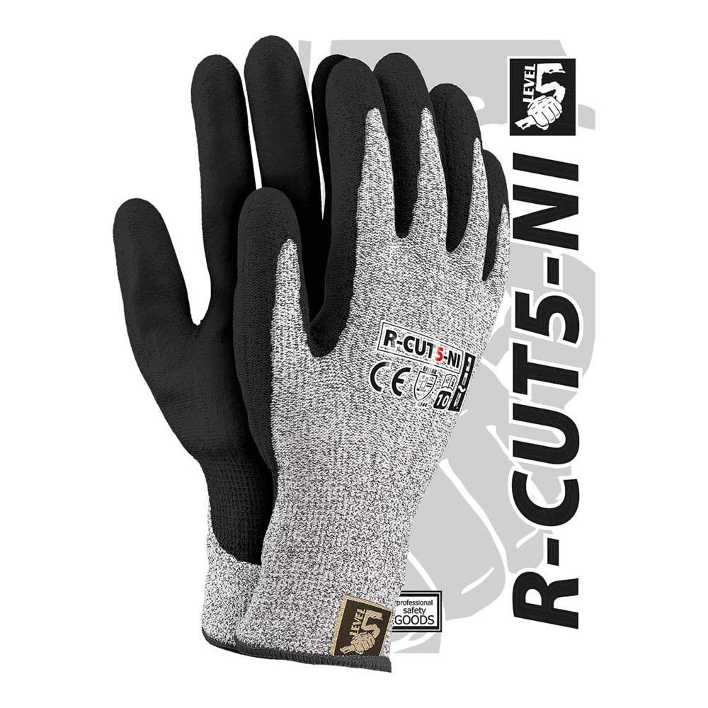 Reis R-Cut5-Ni_10 Level5 Schutzhandschuhe, Schwarz-Weiß-Schwarz, 10 Größe, 12 Stück