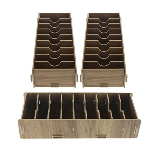 gazechimp 3 Stücke Visitenkartenhalter Visitenkartenbox Karteibox Aufbewahrung Organizer aus Holz, 9-Fächer, 285 x 110 x 60mm
