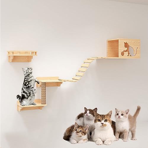 Kletterwand Katzen, Kratzbaum Wand, Katzenwand, Katzen-Wandregale, Platzsparend, zum Klettern, Schlafen, Spielen (Size : B1-6PCS)