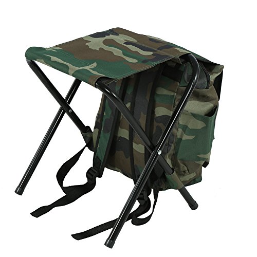 Dilwe Rucksack mit Stuhl, Camouflage Portable Wandern Sitz Tisch Tasche mit Tasche, Campinghocker für Angeln Camping Reisen Strand BBQ