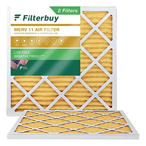 FilterBuy 20 x 20 x 1 Luftfilter MERV 11, plissierter HVAC AC Ofenfilter (2er-Pack, Gold)