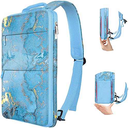 ZINZ Schlank und Erweiterbar 15 15,6 16 Zoll Laptop Rucksack mit USB Ladeanschluss, Wasserdicht Notebook Tasche für Männer und Frauen - Marmor