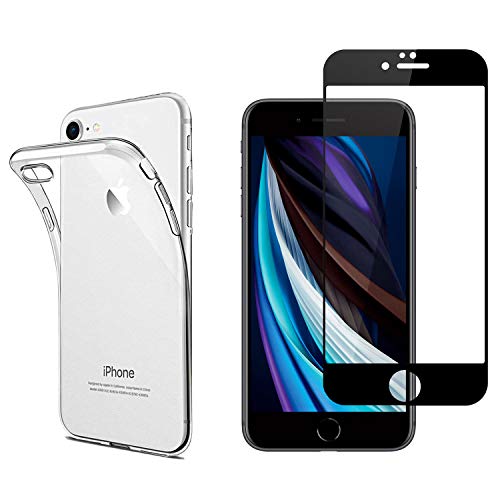 Arktis Premium Safety Set kompatibel mit iPhone SE 3 2022/2020 Transparent [Invisible Air Case] TPU Silikon inklusive Full Cover Displayschutz Glas