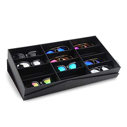 Brillenbox mit 12 Fächern, Brillenorganizer, Sortierbox, Sonnenbrillenaufbewahrung, Brillenaufbewahrung, Schmuckuhren, Showbox, Organizer, Sonnenbrillenetui
