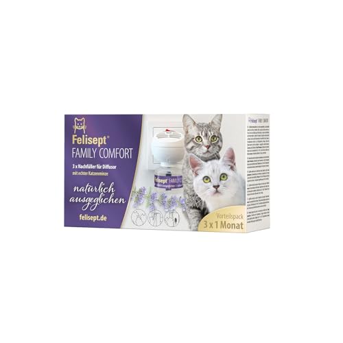 Felisept Family Comfort - Entspannungsmittel im Mehrkatzenhaushalt Nachfüllflakon 3 x 45ml - Mit natürlicher Katzenminze