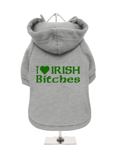 "St. Patrick: I love IRISH Bitches" UrbanPup Hunde Sweatshirt (grau/grün)
